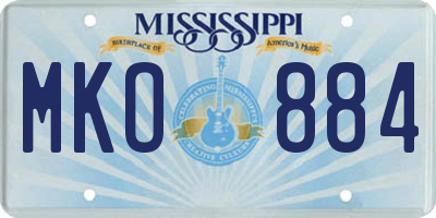 MS license plate MKO884