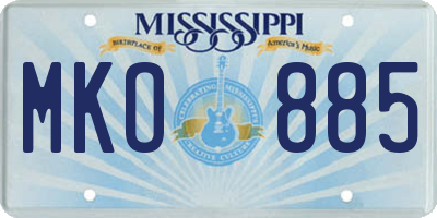 MS license plate MKO885