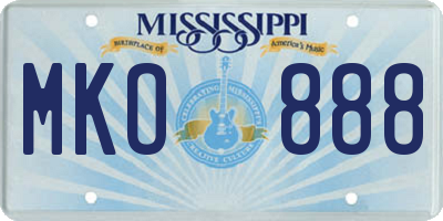 MS license plate MKO888