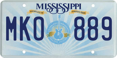 MS license plate MKO889