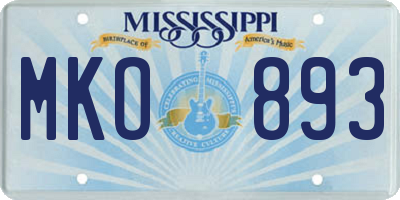 MS license plate MKO893