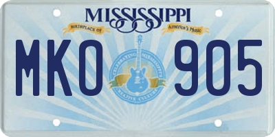 MS license plate MKO905