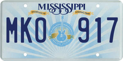MS license plate MKO917