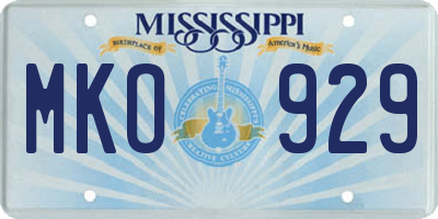 MS license plate MKO929