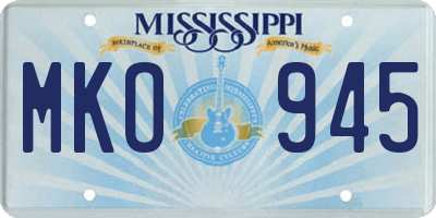MS license plate MKO945