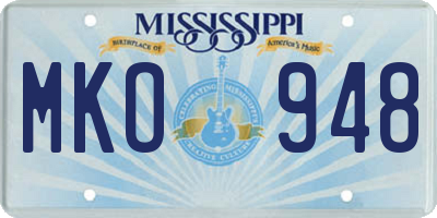 MS license plate MKO948