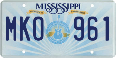 MS license plate MKO961
