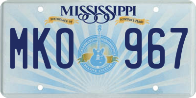 MS license plate MKO967