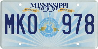 MS license plate MKO978