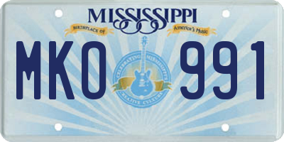 MS license plate MKO991