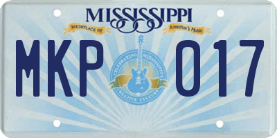 MS license plate MKP017