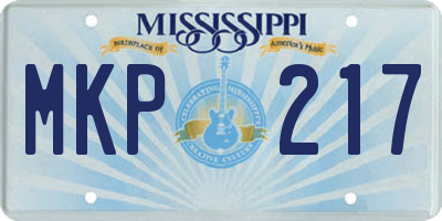 MS license plate MKP217