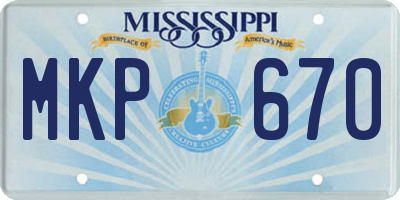 MS license plate MKP670
