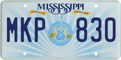 MS license plate MKP830