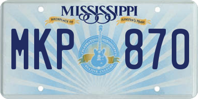MS license plate MKP870