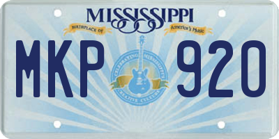 MS license plate MKP920