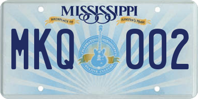MS license plate MKQ002