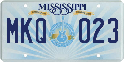 MS license plate MKQ023