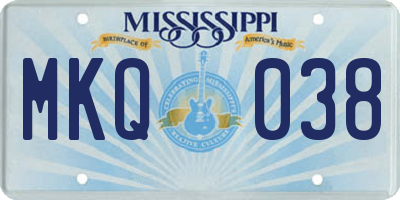 MS license plate MKQ038