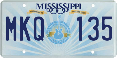MS license plate MKQ135