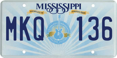 MS license plate MKQ136
