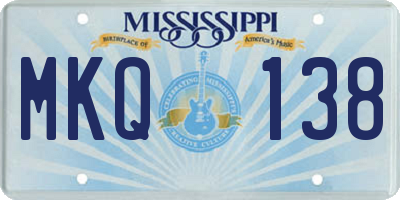 MS license plate MKQ138
