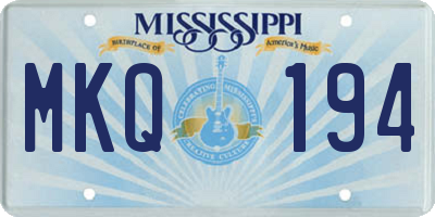 MS license plate MKQ194