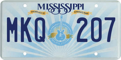 MS license plate MKQ207