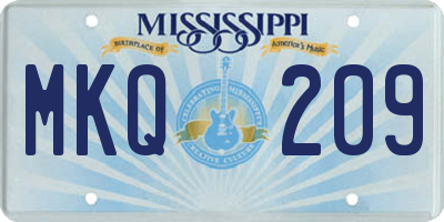 MS license plate MKQ209