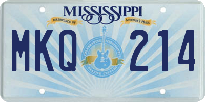 MS license plate MKQ214