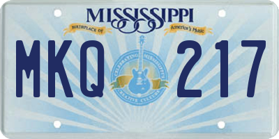 MS license plate MKQ217