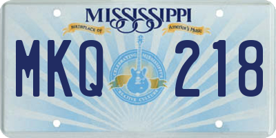 MS license plate MKQ218