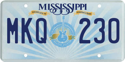MS license plate MKQ230