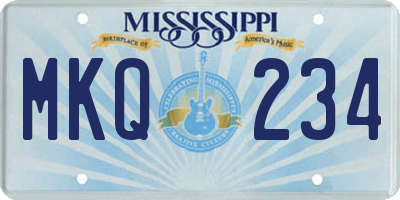 MS license plate MKQ234