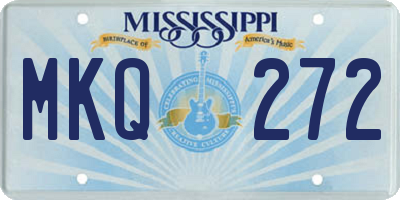 MS license plate MKQ272