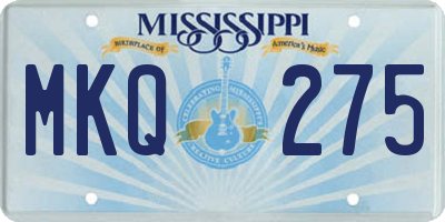 MS license plate MKQ275