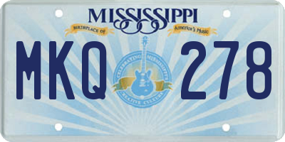 MS license plate MKQ278
