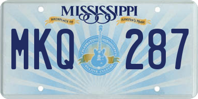 MS license plate MKQ287