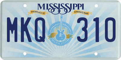 MS license plate MKQ310