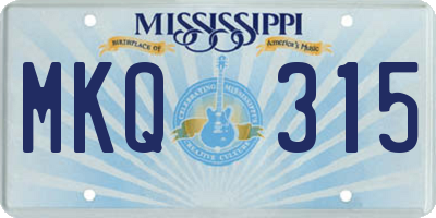 MS license plate MKQ315