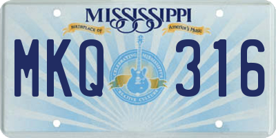 MS license plate MKQ316