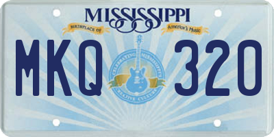 MS license plate MKQ320