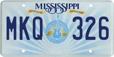 MS license plate MKQ326