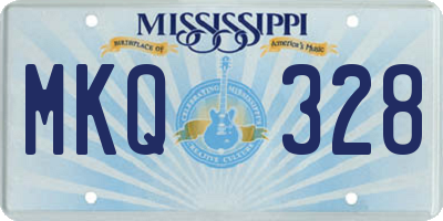 MS license plate MKQ328