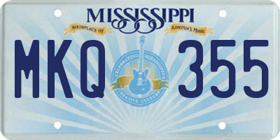 MS license plate MKQ355