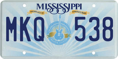 MS license plate MKQ538