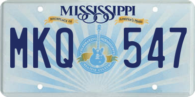 MS license plate MKQ547