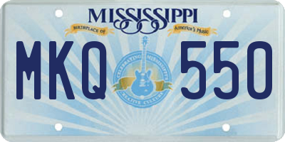 MS license plate MKQ550