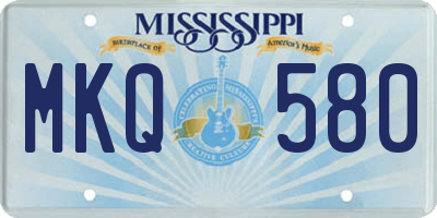 MS license plate MKQ580