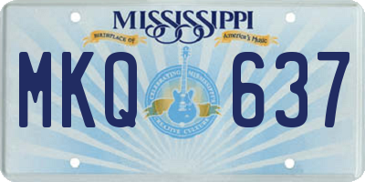 MS license plate MKQ637